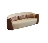 KIBONCY 2-Seater Loveseat Curved Sofa, Stylish Faux Leather Couch for Small Space, Bedroom, Studio, with Throw Pillows(I)