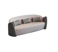 KIBONCY 2-Seater Loveseat Curved Sofa, Stylish Faux Leather Couch for Small Space, Bedroom, Studio, with Throw Pillows(G)