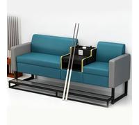 KIBONCY 3 Person Billiard Spectator Chair Set, PU Leather Pool Table Viewing Sofa with Charging Socket Cup Holder Cue Storage for Snooker Hall Game Room(E)