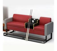 KIBONCY 3 Person Billiard Spectator Chair Set, PU Leather Pool Table Viewing Sofa with Charging Socket Cup Holder Cue Storage for Snooker Hall Game Room(D)