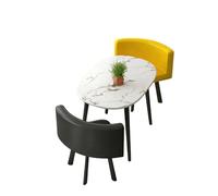 KIBONCY 3-Piece Faux Marble Bistro Set, Oval Table with Upholstered Chairs, Stain-Resistant Leather, for Living(D)