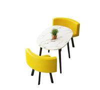 KIBONCY 3-Piece Faux Marble Bistro Set, Oval Table with Upholstered Chairs, Stain-Resistant Leather, for Living(E)