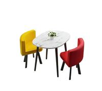 KIBONCY 3-Piece Faux Marble Bistro Set, Oval Table with Upholstered Chairs, Stain-Resistant Leather, for Living(A)