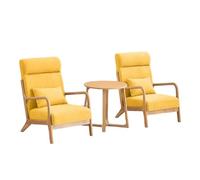 KIBONCY 3-Piece Mid-Century Modern Accent Chair Set with Side Table, Armchair & Fabric Armchairs with Wooden Frame for Living Room(D)
