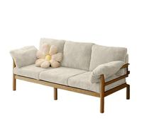 KIBONCY 3-Seater Corduroy Sofa with Solid Wood Frame, Modern Couch with Lumbar Pillows and Legs for Living Room(C,195cm)