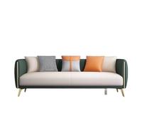 KIBONCY 3-Seater Leather Upholstered Sofa, Modern,Living Room Couch with Gold Trim & Plush Pillows,for Bedroom, Office(A,74cm)