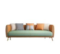 KIBONCY 3-Seater Leather Upholstered Sofa, Modern,Living Room Couch with Gold Trim & Plush Pillows,for Bedroom, Office(C,174cm)