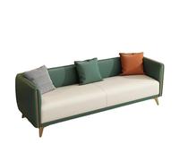 KIBONCY 3-Seater Modern Sofa, Gold Metal Legs Two-Tone Faux Leather Couch Sturdy Wood Frame Accent for Living Room(G,144cm)