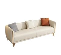 KIBONCY 3-Seater Modern Sofa, Gold Metal Legs Two-Tone Faux Leather Couch Sturdy Wood Frame Accent for Living Room(A,124cm)