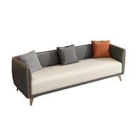 KIBONCY 3-Seater Modern Sofa, Gold Metal Legs Two-Tone Faux Leather Couch Sturdy Wood Frame Accent for Living Room(D,124cm)
