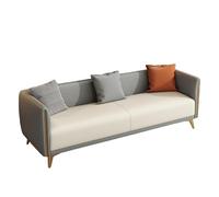 KIBONCY 3-Seater Modern Sofa, Gold Metal Legs Two-Tone Faux Leather Couch Sturdy Wood Frame Accent for Living Room(E,174cm)