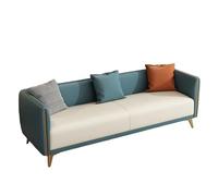 KIBONCY 3-Seater Modern Sofa, Gold Metal Legs Two-Tone Faux Leather Couch Sturdy Wood Frame Accent for Living Room(F,144cm)