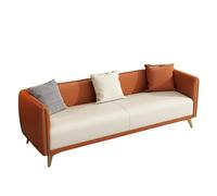 KIBONCY 3-Seater Modern Sofa, Gold Metal Legs Two-Tone Faux Leather Couch Sturdy Wood Frame Accent for Living Room(C,204cm)