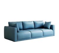KIBONCY 3-Seater Modern Sofa, Soft Leather Upholstered Couch with Detachable Pillows, Low-Saturation Color with Integrated Armrests, Easy-to-Clean(E,120cm)