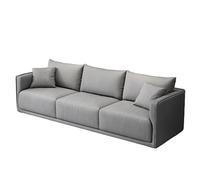 KIBONCY 3-Seater Modern Sofa, Soft Leather Upholstered Couch with Detachable Pillows, Low-Saturation Color with Integrated Armrests, Easy-to-Clean(D,200cm)