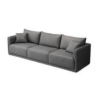 KIBONCY 3-Seater Modern Sofa, Soft Leather Upholstered Couch with Detachable Pillows, Low-Saturation Color with Integrated Armrests, Easy-to-Clean(A,200cm)
