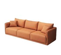 KIBONCY 3-Seater Modern Sofa, Soft Leather Upholstered Couch with Detachable Pillows, Low-Saturation Color with Integrated Armrests, Easy-to-Clean(C,200cm)