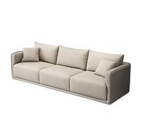 KIBONCY 3-Seater Modern Sofa, Soft Leather Upholstered Couch with Detachable Pillows, Low-Saturation Color with Integrated Armrests, Easy-to-Clean(B,200cm)