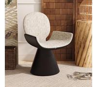 KIBONCY 360 Degree Swivel Vanity Chair, Mid Century Modern Fabric Upholstered Armchair Armless for Living Room Bedroom Reading(C)
