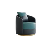 KIBONCY 360° Swivel Leather Ottoman with Backrest, Round Foot Stool Small,Low Coffee Table Footrest,Vanity Chairs for Makeup,for Living Room Bedroom(B)