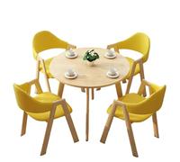 KIBONCY 4-Piece Dining Set Modern 1-Table-4-Chairs Furniture Rectangular Compact Round Table & Chairs for Cafe/Office/Home(A)