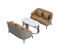 KIBONCY 4-Piece Lounge Set Modern Living Room with Faux Leather Sofa, Loveseat and Marble Coffee Table, 5-Seater Accent Furniture for(F)