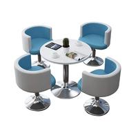 KIBONCY 4-Piece Modern Round Table & Swivel Chair Set, Multi-Color Padded Chairs Upholstered for Home Balcony/Café/Office Lounge(J)