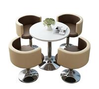 KIBONCY 4-Piece Modern Round Table & Swivel Chair Set, Multi-Color Padded Chairs Upholstered for Home Balcony/Café/Office Lounge(G)