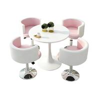 KIBONCY 4-Piece Round Table & Swivel Chair Set, Rounded Edge & Padded Chairs, 300 LBS Capacity & Waterproof Tabletop, for Office(D)