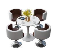 KIBONCY 4-Piece Round Table & Swivel Chair Set, Rounded Edge & Padded Chairs, 300 LBS Capacity & Waterproof Tabletop, for Office(J)