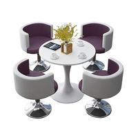 KIBONCY 4-Piece Round Table & Swivel Chair Set, Rounded Edge & Padded Chairs, 300 LBS Capacity & Waterproof Tabletop, for Office(E)