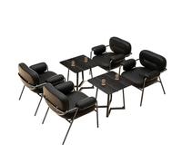 KIBONCY 5-Piece Modern Waiting Room Chair Set - Upholstered Leatherette Chairs with Iron Frame & Round Table Commercial Seating for Living, Office Break(3)