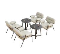 KIBONCY 5-Piece Modern Waiting Room Chair Set - Upholstered Leatherette Chairs with Iron Frame & Round Table Commercial Seating for Living, Office Break(6)