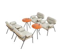 KIBONCY 5-Piece Modern Waiting Room Chair Set - Upholstered Leatherette Chairs with Iron Frame & Round Table Commercial Seating for Living, Office Break(5)