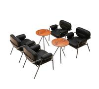 KIBONCY 5-Piece Modern Waiting Room Chair Set - Upholstered Leatherette Chairs with Iron Frame & Round Table Commercial Seating for Living, Office Break(1)