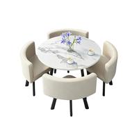 KIBONCY 5-Piece Round Dining Set,Modern Table and 4 Chairs, Easy Assembly & Low Maintenance Space-Saving for Kitchen Nooks & Condos(D)