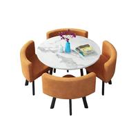 KIBONCY 5-Piece Round Dining Set,Modern Table and 4 Chairs, Easy Assembly & Low Maintenance Space-Saving for Kitchen Nooks & Condos(F)