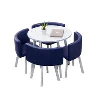 KIBONCY 5-Piece Round Dining Table Set, Faux Leather Upholstered Chairs, Compact with,for Kitchen & Office(H)