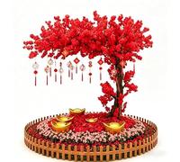KIBONCY ÁÁrbol de Flor Cerezo melocotón Artificial Rojo Grande, Deseos Festivos Año Nuevo for decoración Interior y Exterior, hogar, Sala Estar, Hotel, Centro Comercial(100cm)