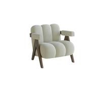 KIBONCY Accent Chair Mid-Century Modern with Wide Backrest for Bedroom,Upholstered Living Room Chairs with Thick Cushion for Makeup(A)