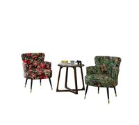 KIBONCY Accent Chair Set of 2 with Side Table, Vintage Velvet Upholstered Armchairs, Mid-Century Modern 3-Piece for Living Room Bedroom(F)