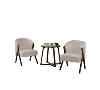 KIBONCY Accent Chair Set of 2 with Side Table, Vintage Velvet Upholstered Armchairs, Mid-Century Modern 3-Piece for Living Room Bedroom(D)