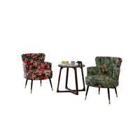 KIBONCY Accent Chair Set of 2 with Side Table, Vintage Velvet Upholstered Armchairs, Mid-Century Modern 3-Piece for Living Room Bedroom(E)