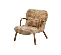 KIBONCY Accent Chair with Lamb Wool, Upholstered Faux Shearling Lounge Mid-Century Modern Armchair with Wood Frame for Bedroom Reading(B)