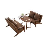 KIBONCY Accent Chairs for Living Room,PU Leather Mid Century Modern Wood Reading Armchair High Back Upholstered Lounge Arm Side Chair for Bedroom(2)