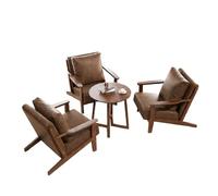 KIBONCY Accent Chairs for Living Room,PU Leather Mid Century Modern Wood Reading Armchair High Back Upholstered Lounge Arm Side Chair for Bedroom(3)