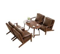 KIBONCY Accent Chairs for Living Room,PU Leather Mid Century Modern Wood Reading Armchair High Back Upholstered Lounge Arm Side Chair for Bedroom(6)