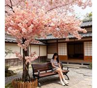 KIBONCY Árbol de Cerezo Falso de Lujo a Gran Escala for arreglos de Fiestas en Interiores, centros comerciales y Festivales(1.8mx1.5m)