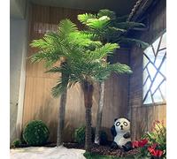 KIBONCY Árbol de coco simulado, árbol de algas marinas, palmera FRP, adorno de vestíbulo, decoración de carretera al aire libre, playa, patio, paisaje, árbol artificial, 3 m + 4 m