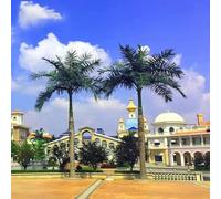 KIBONCY Árbol de coco simulado grande para decoración de interiores al aire libre, árbol falso de fibra de vidrio, parque acuático, centro comercial, algas marinas, palmera, 2 m + 3 m
